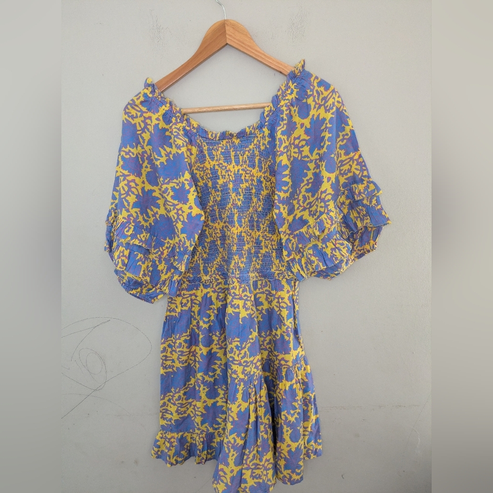 Apiece Apart Mallorca Blue Floral Mini Dress Size S
